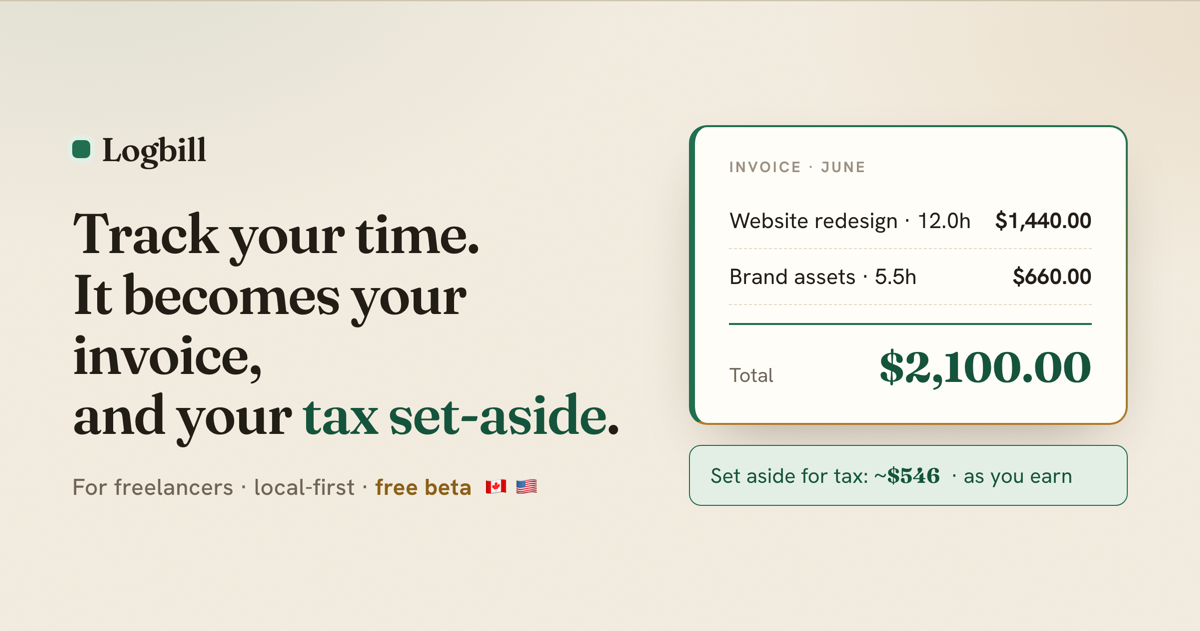 Logbill: track your time, it becomes your invoice and your tax set-aside.
